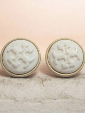 Tory Burch White and Gold Embossed Round Home Accent Buttons